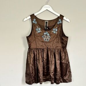 ANDERSEN & LAUTH URBAN OUTFITTERS Women’s Brown Babydoll Hand Beaded Top Size M